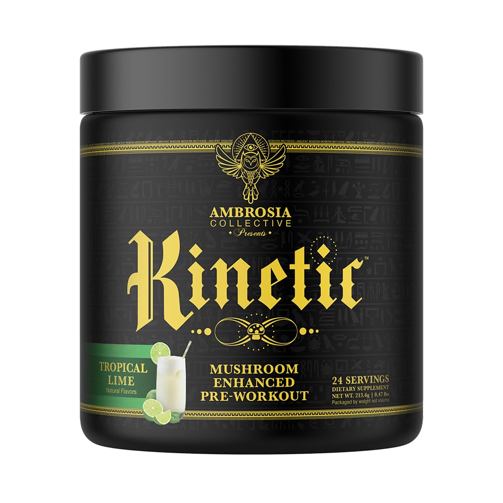 Ambrosia Kinetic Organic Preworkout Tropical Lime bottle – front view