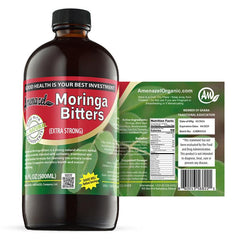Amenazel Organic Moringa Bitters 16 oz bottle on white background