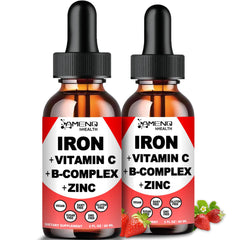 AMENQ HEALTH 2-pack liquid iron supplement bottles on display