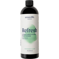 Ameo Life Structured Silver Mouthwash bottle 16 oz mint flavor with 10ppm silver nanoparticles