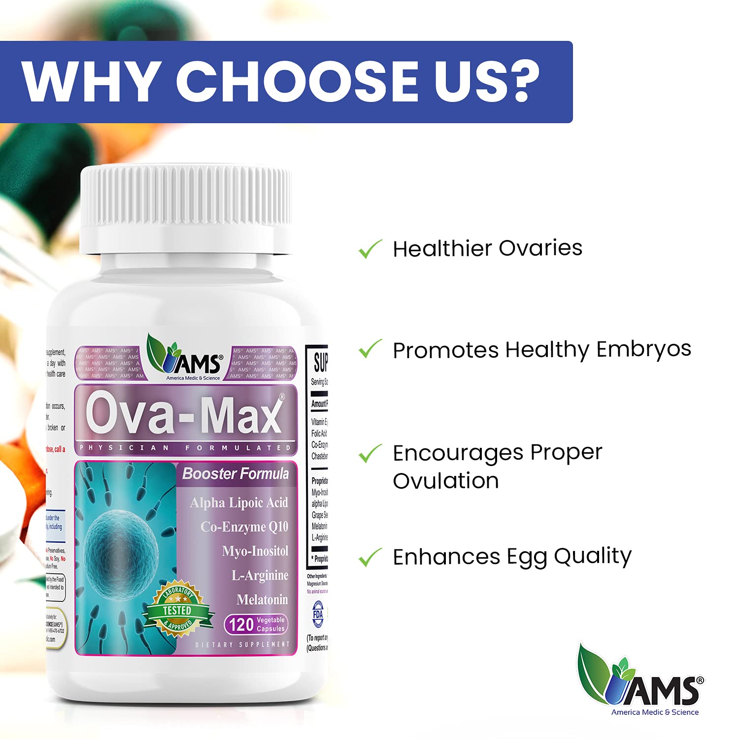America Medic & Science visual of key ingredients showing targeted nutrient support