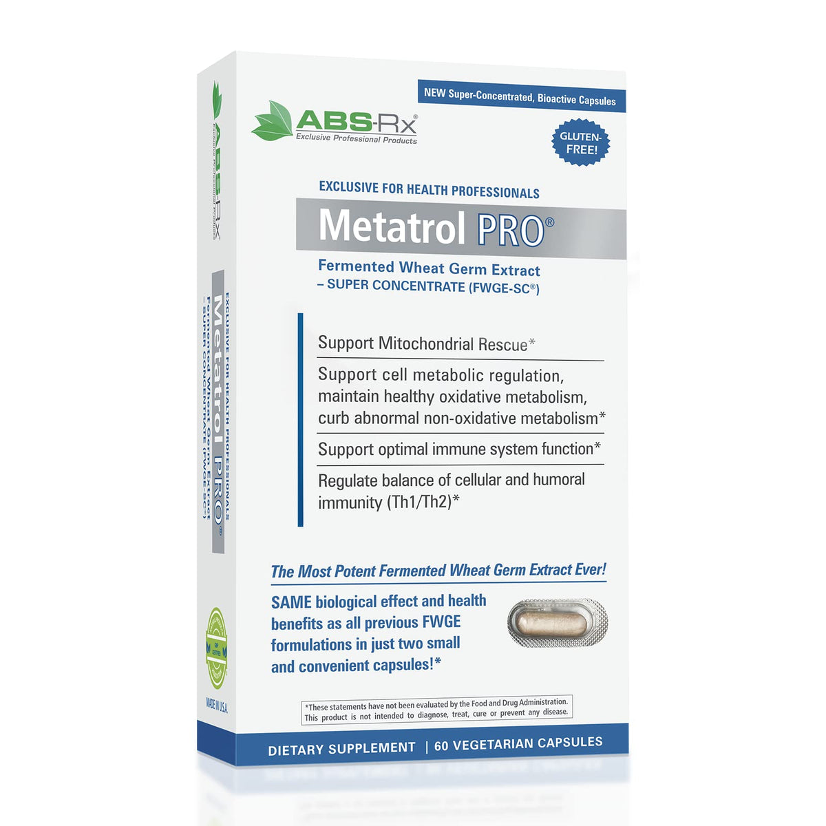 Metatrol PRO bottle with Fermented Wheat Germ Extract (FWGE-SC) 60 vegetarian capsules