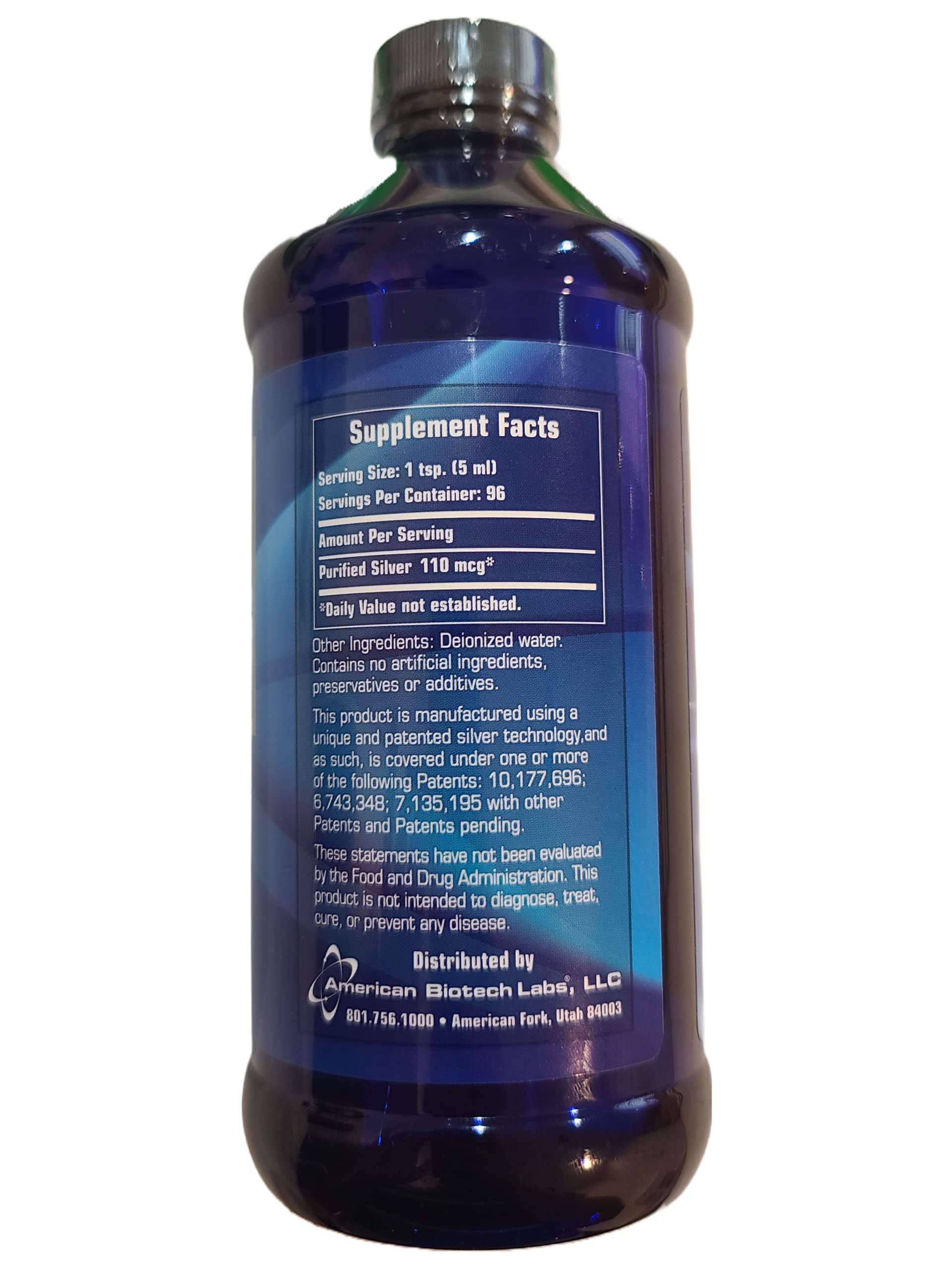 Close-up of the label showing 22 ppm silver