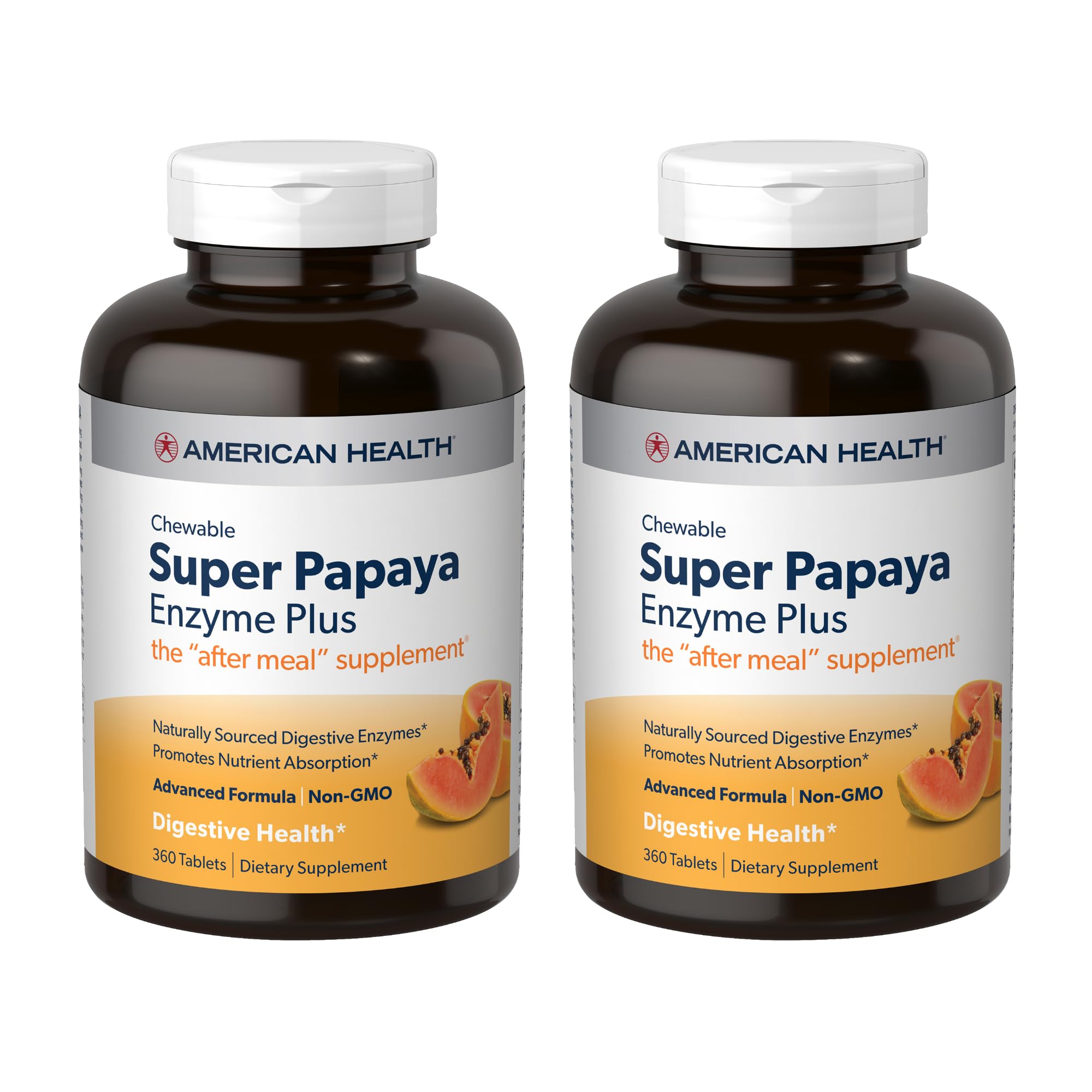 American Health Super Papaya Enzyme Plus 360 chewables 2-pack