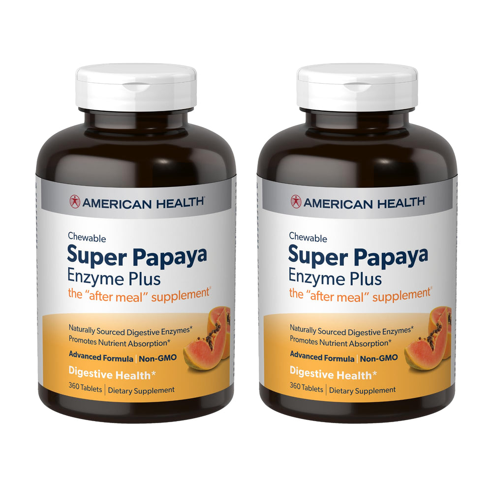 American Health Super Papaya Enzyme Plus 360 chewables 2-pack
