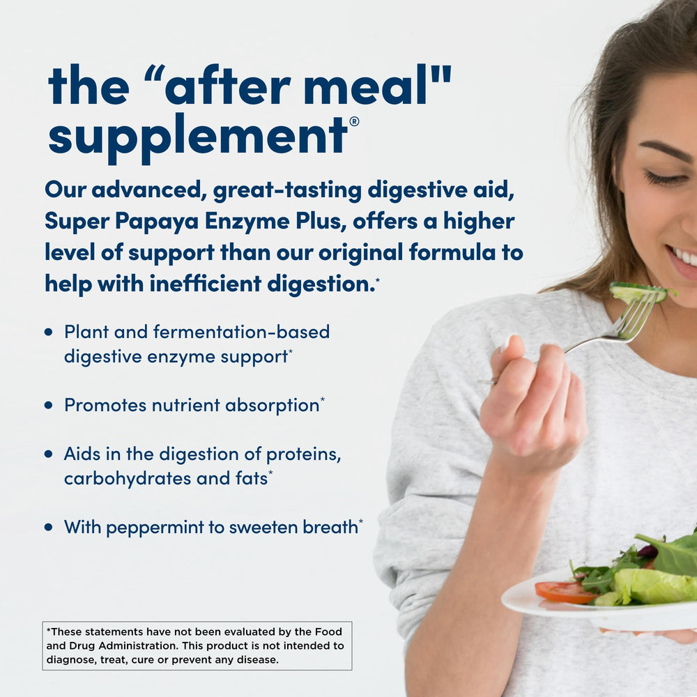 Chewable papaya enzyme tablets for post-meal digestive support