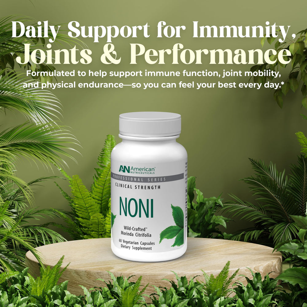 Noni capsules with dosage information visual