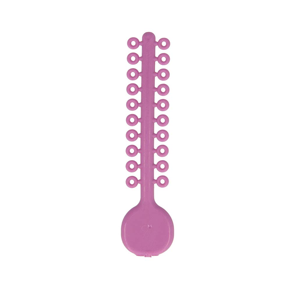 American Orthodontics lilac ligatures on a 20-stick carrier