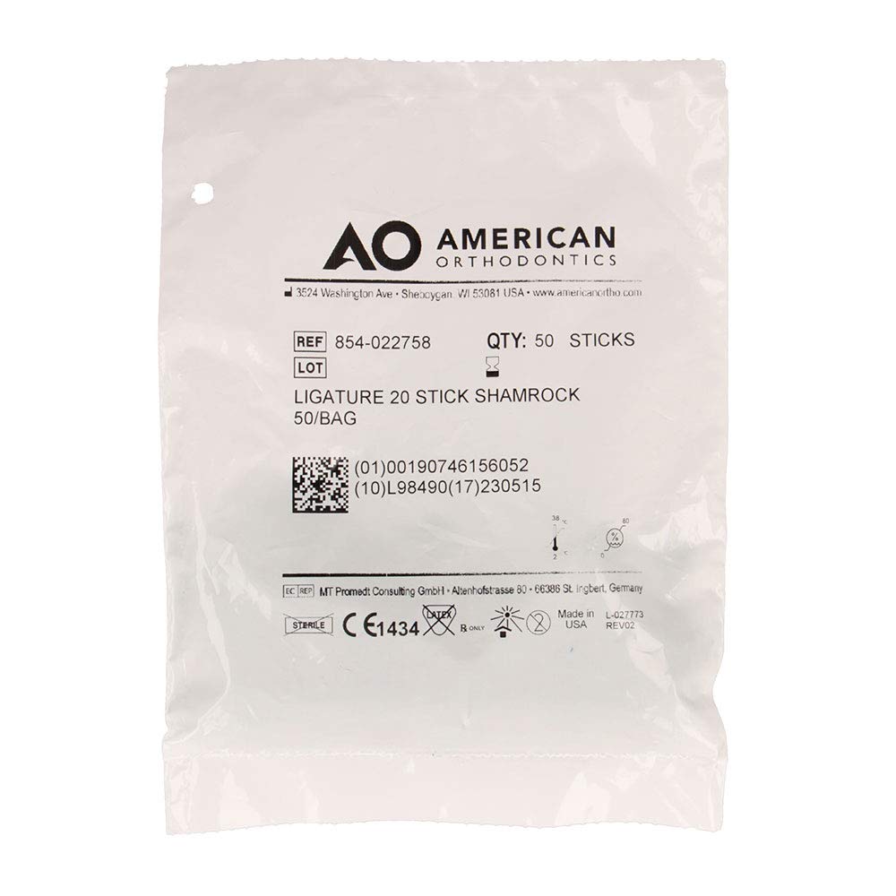 Packaging showing 50 Shamrock ligature sticks