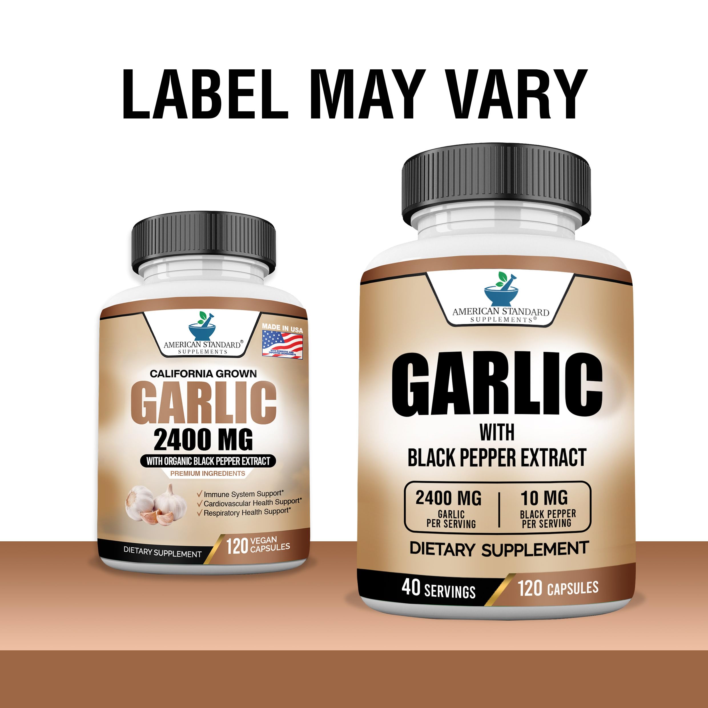 Close-up of Garlic 2400mg capsules with black pepper extract