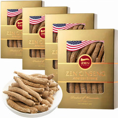 Four boxes of 16oz American Wisconsin Ginseng packaging