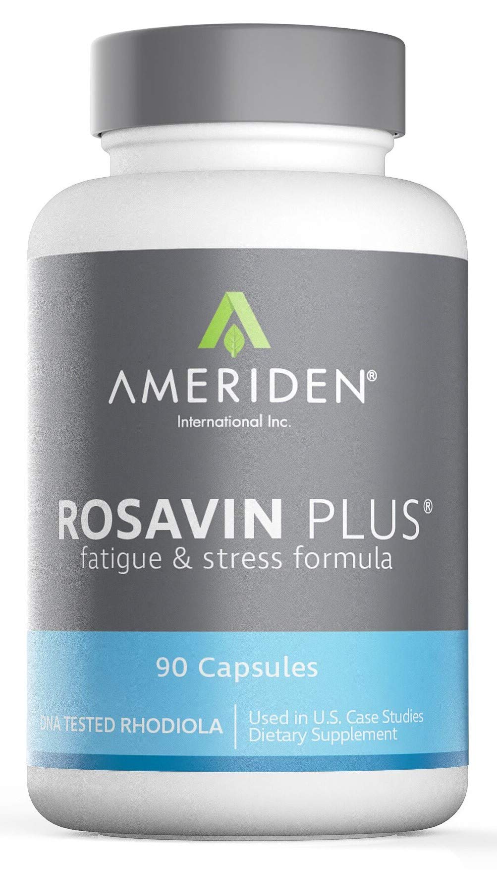 AMERIDEN Rosavin Plus bottle for daily energy and mental clarity on the kitchen counter.