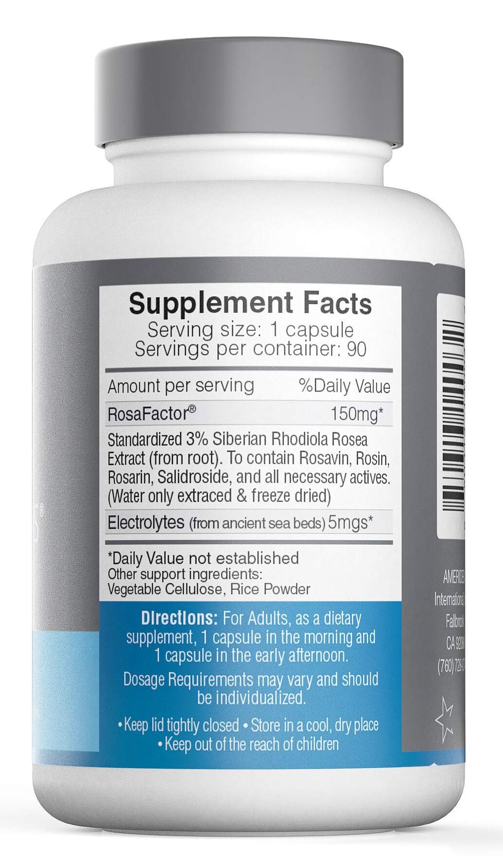 AMERIDEN Rosavin Plus capsules showcase the 90 capsules for ongoing stamina and mood support.
