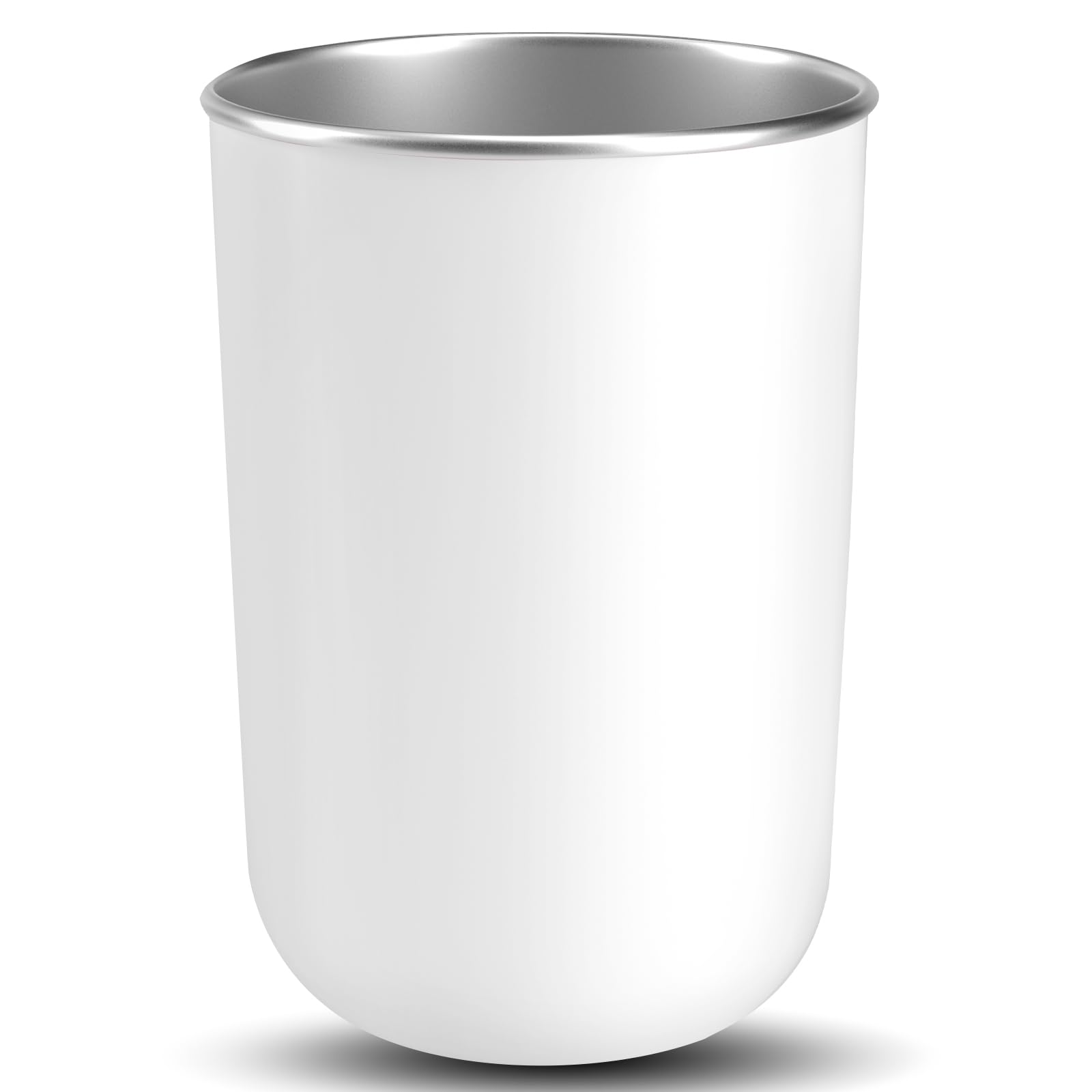 Amerisun 5oz stainless steel mouthwash cup in white – front view