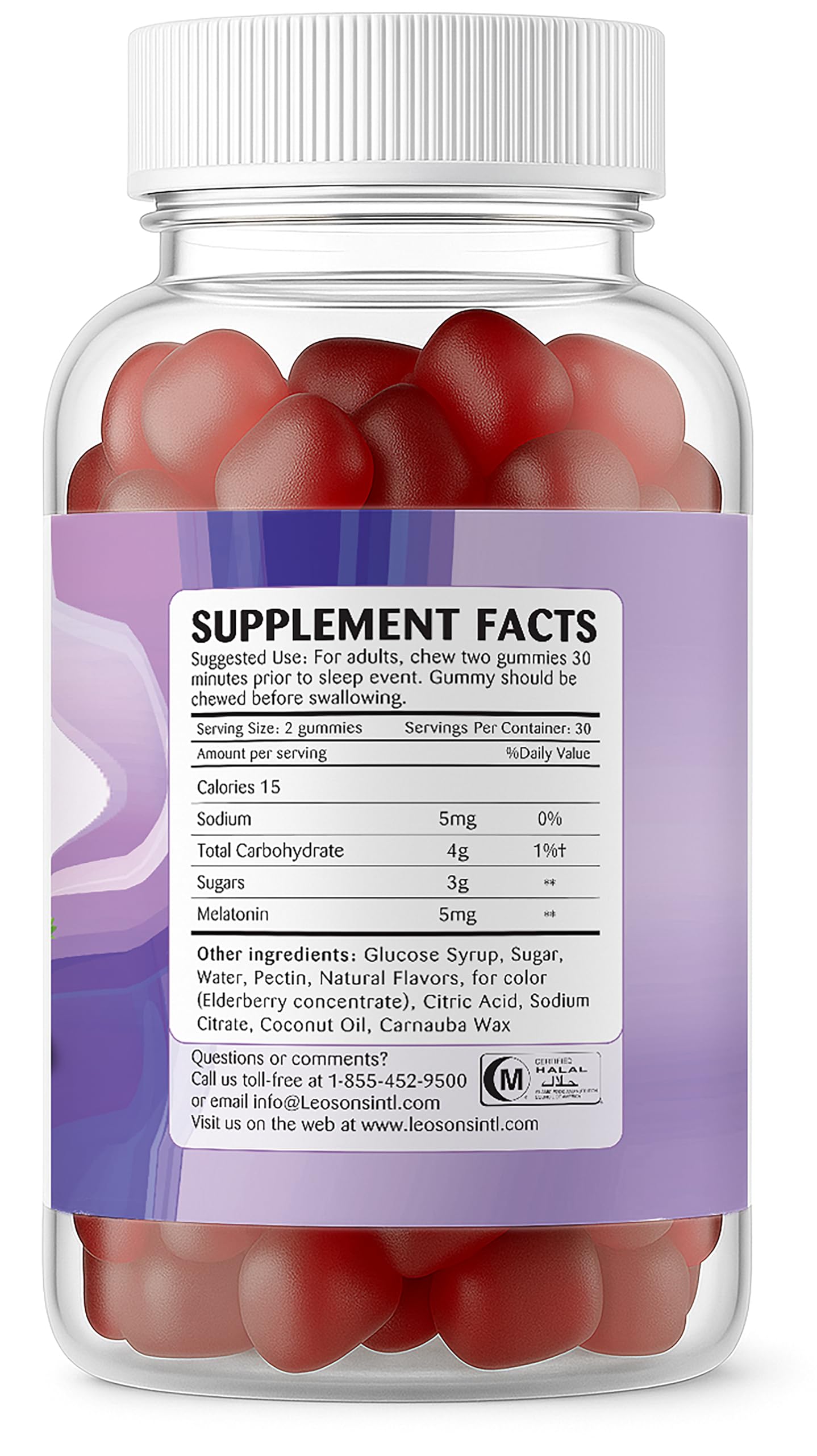 Close-up of Amerix Melatonin Gummies 5mg Strawberry flavor gummies