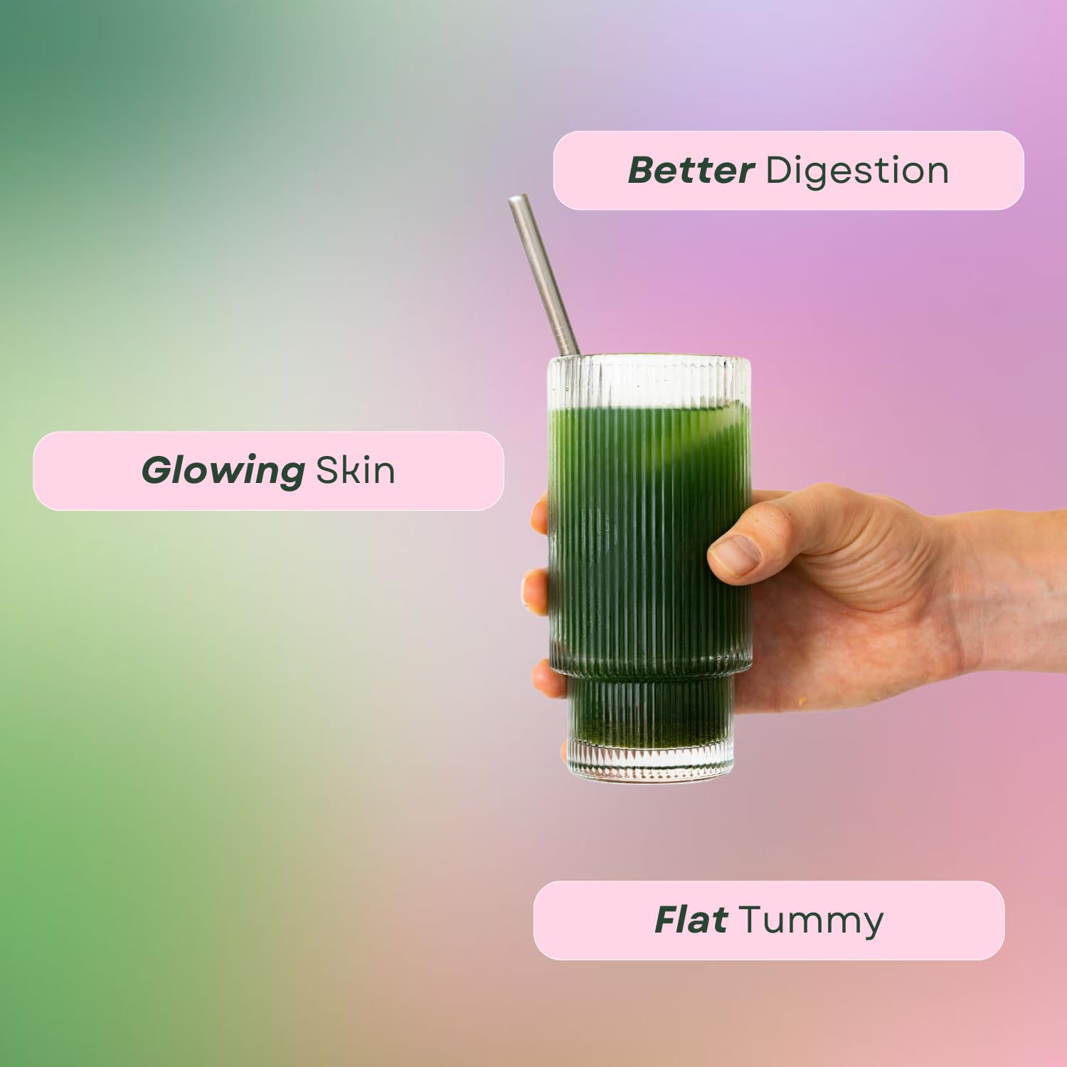 Glow Greens nutrition label highlights collagen, probiotics, and vitamins