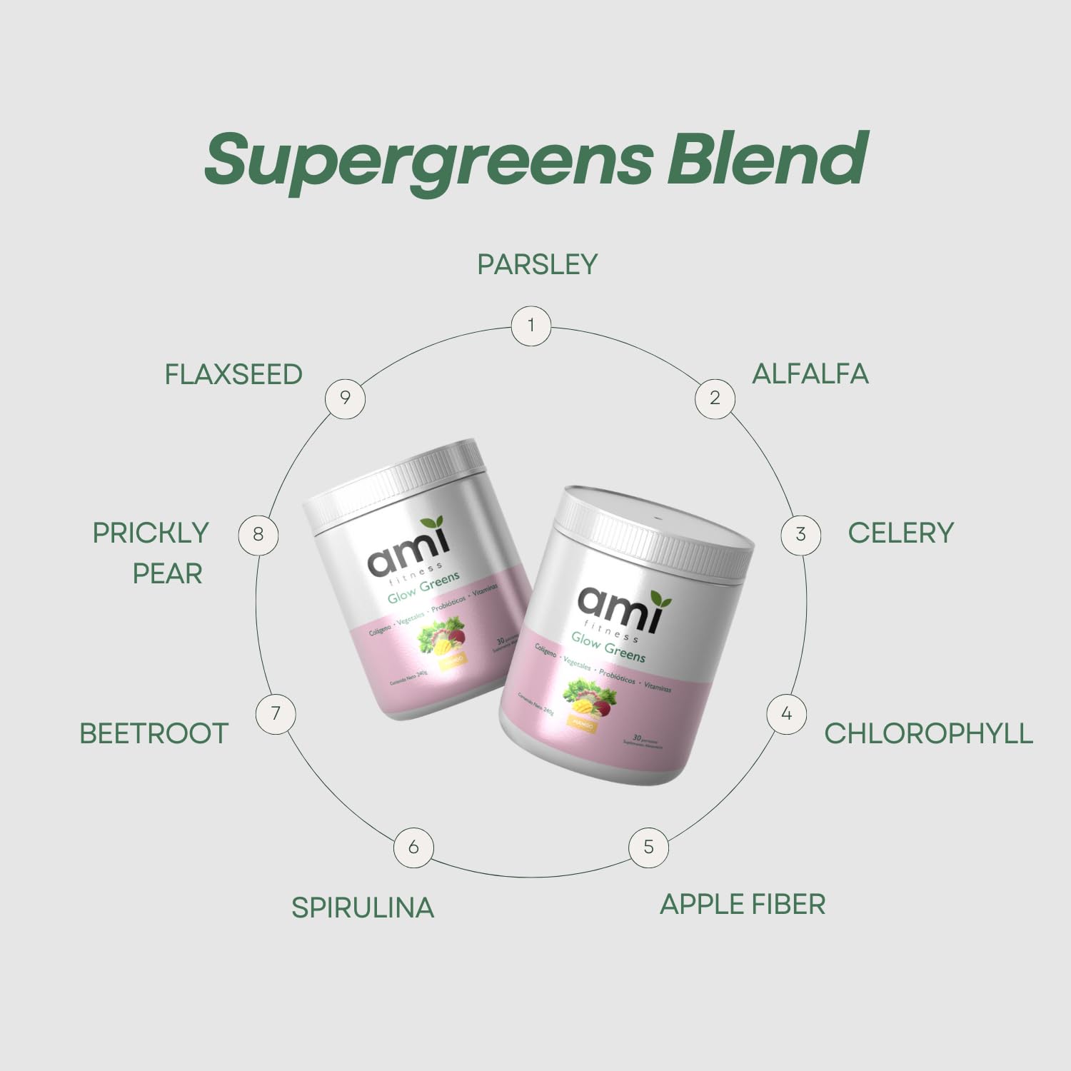 Ami Fitness Glow Greens mango smoothie showcases a bright, nourishing start