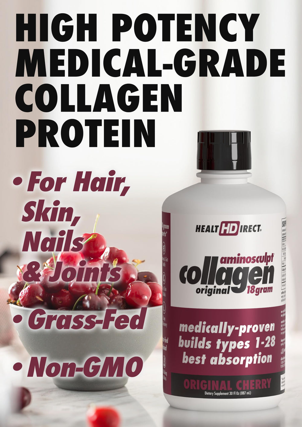 Pouring AminoSculpt Liquid Collagen into a glass