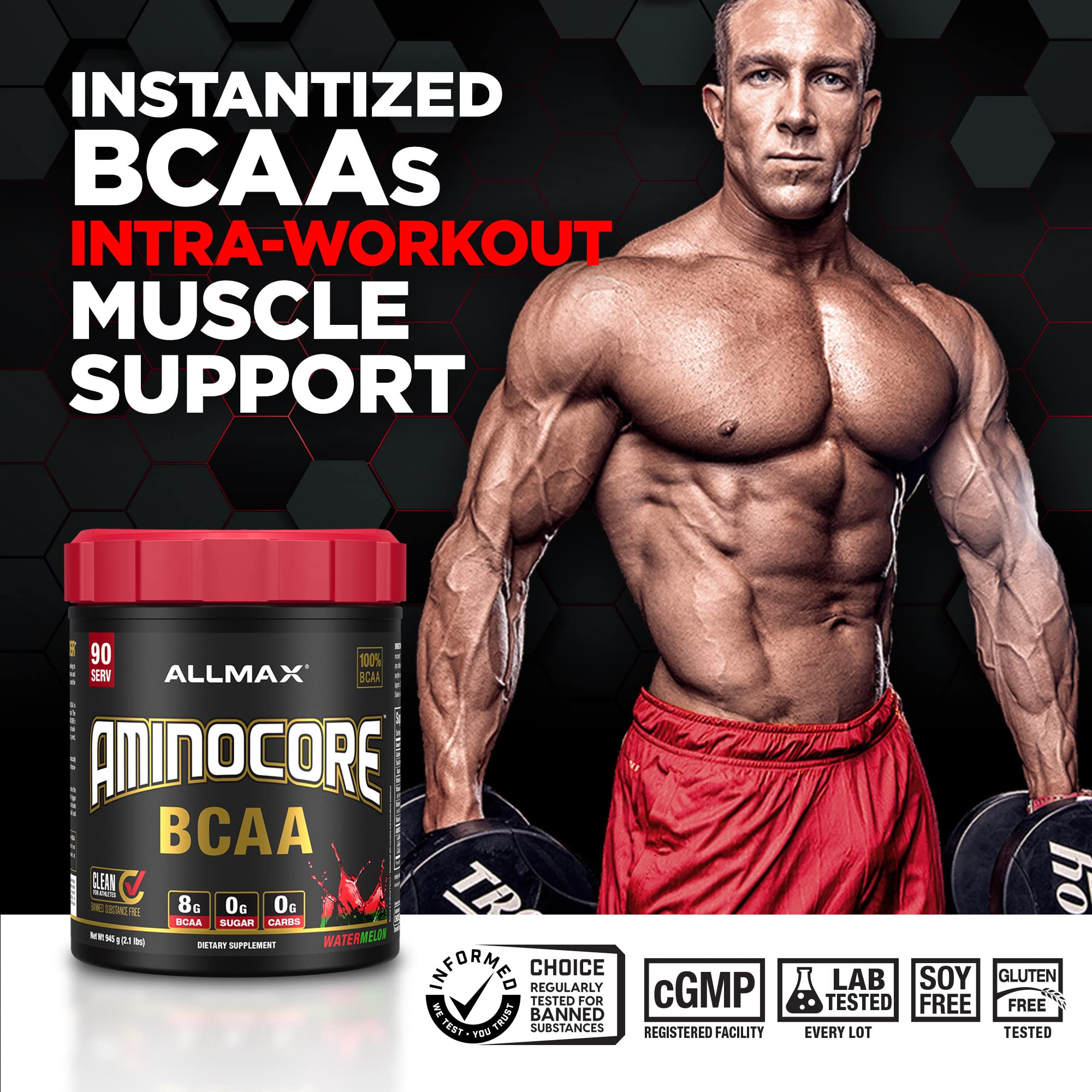 AMINOCORE BCAA Watermelon 315g bottle back label