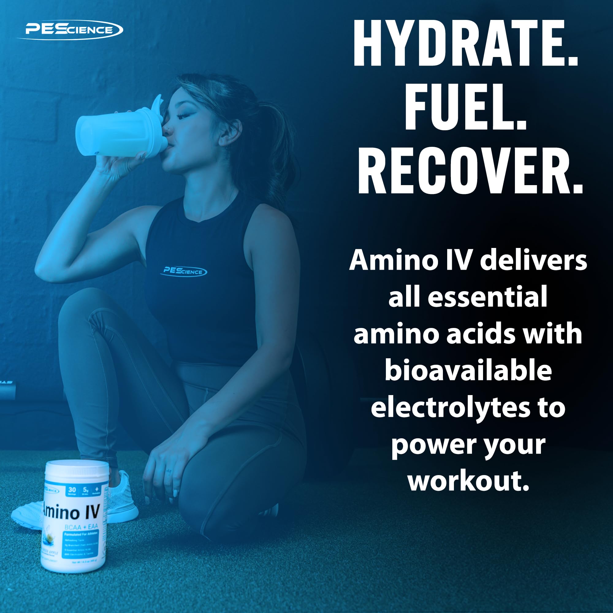 Amino IV front label showing Sugar Free and 30 Servings