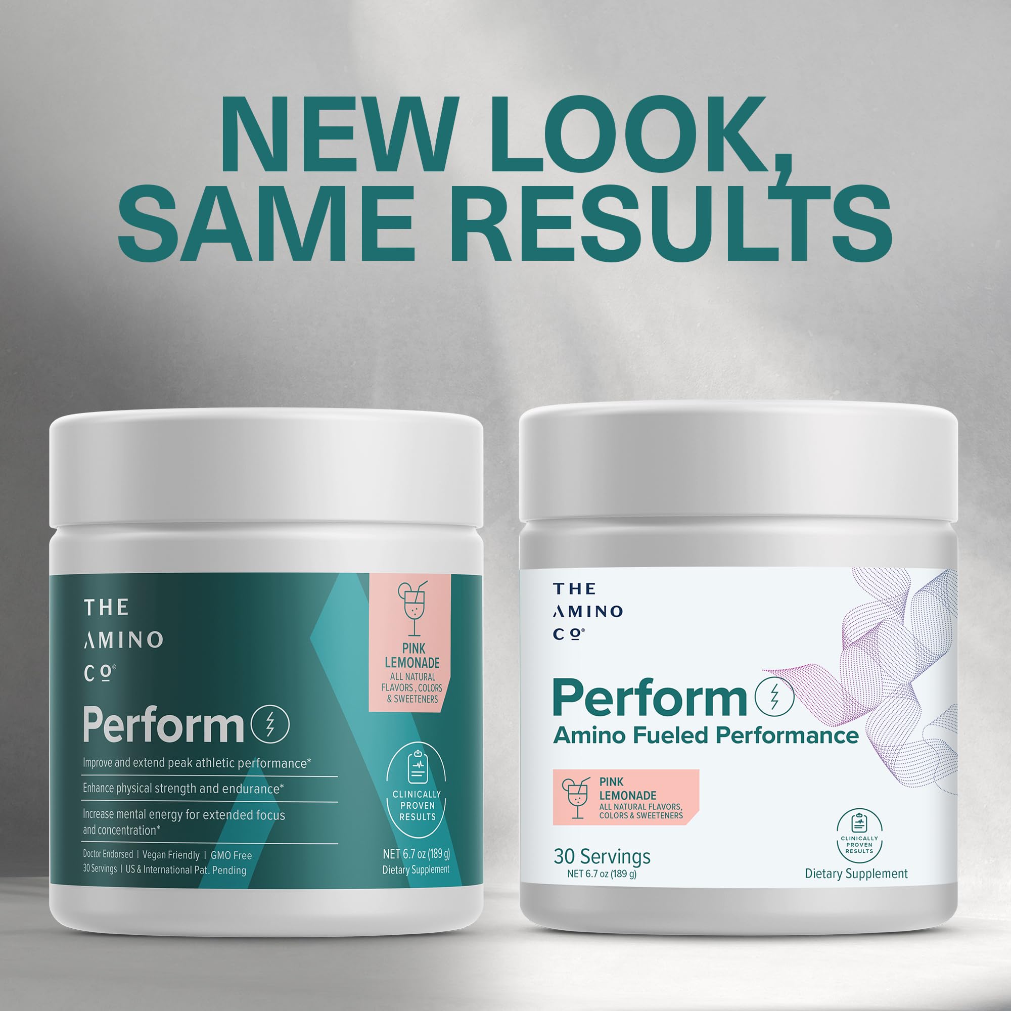 Back label with ingredients on Amino Co Perform pink lemonade 6.7 oz