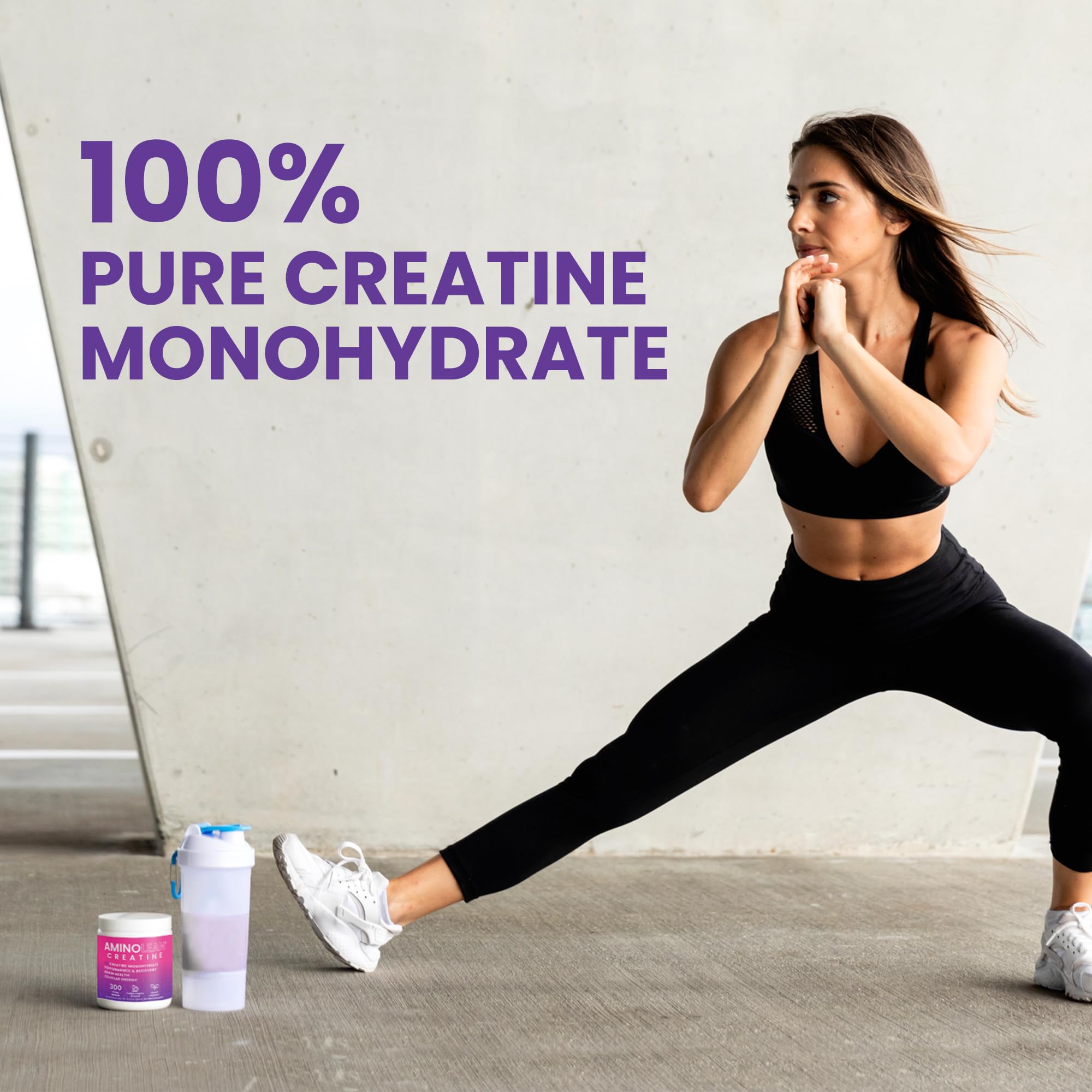 Scoop of micronized creatine monohydrate powder for workouts