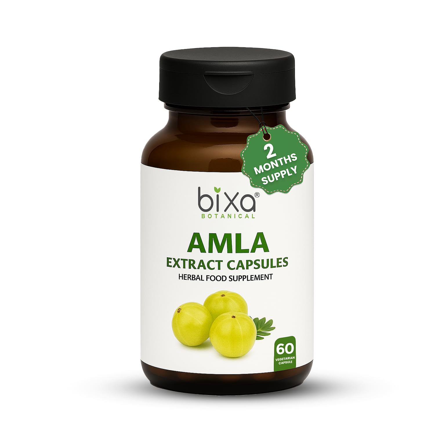 Front view of Amla Extract Capsule bottle (450 mg) with 60 vegan capsules