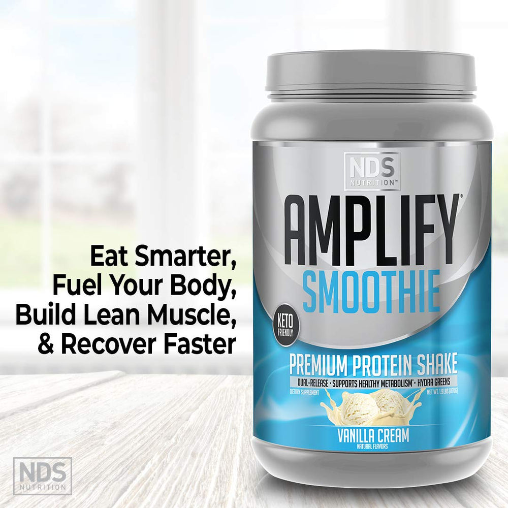 AMPLIFY NDS Nutrition Smoothie greens ingredients highlight added greens boost