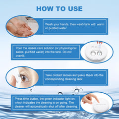 Safe ultrasonic cleaning for hard and soft contact lenses