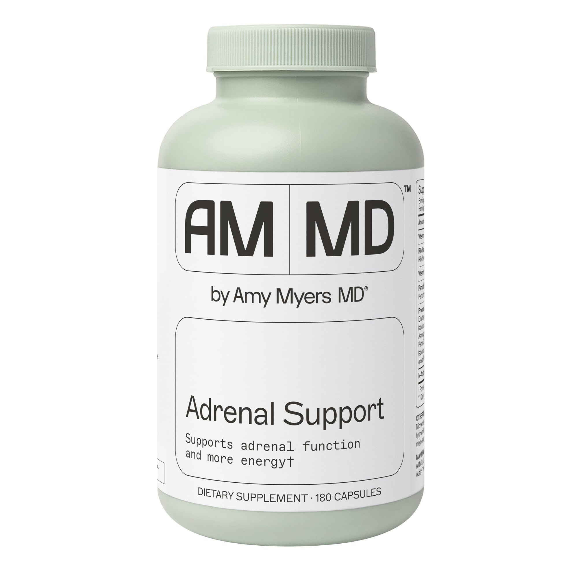 Amy Myers MD Adrenal Support bottle displayed on a clean surface