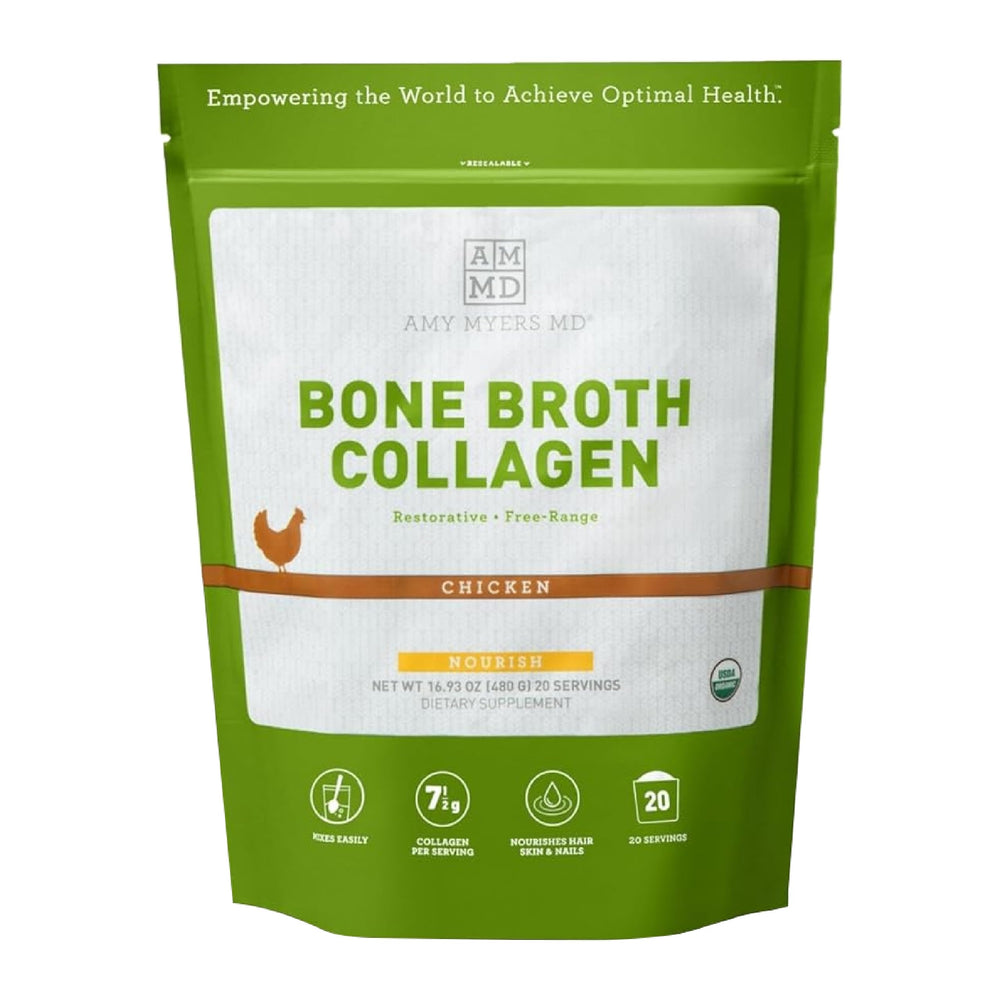 Packaging: Amy Myers MD Bone Broth Collagen Powder - Organic Chicken