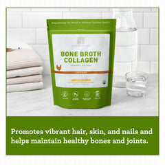 Prepared bone broth collagen powder in a mug