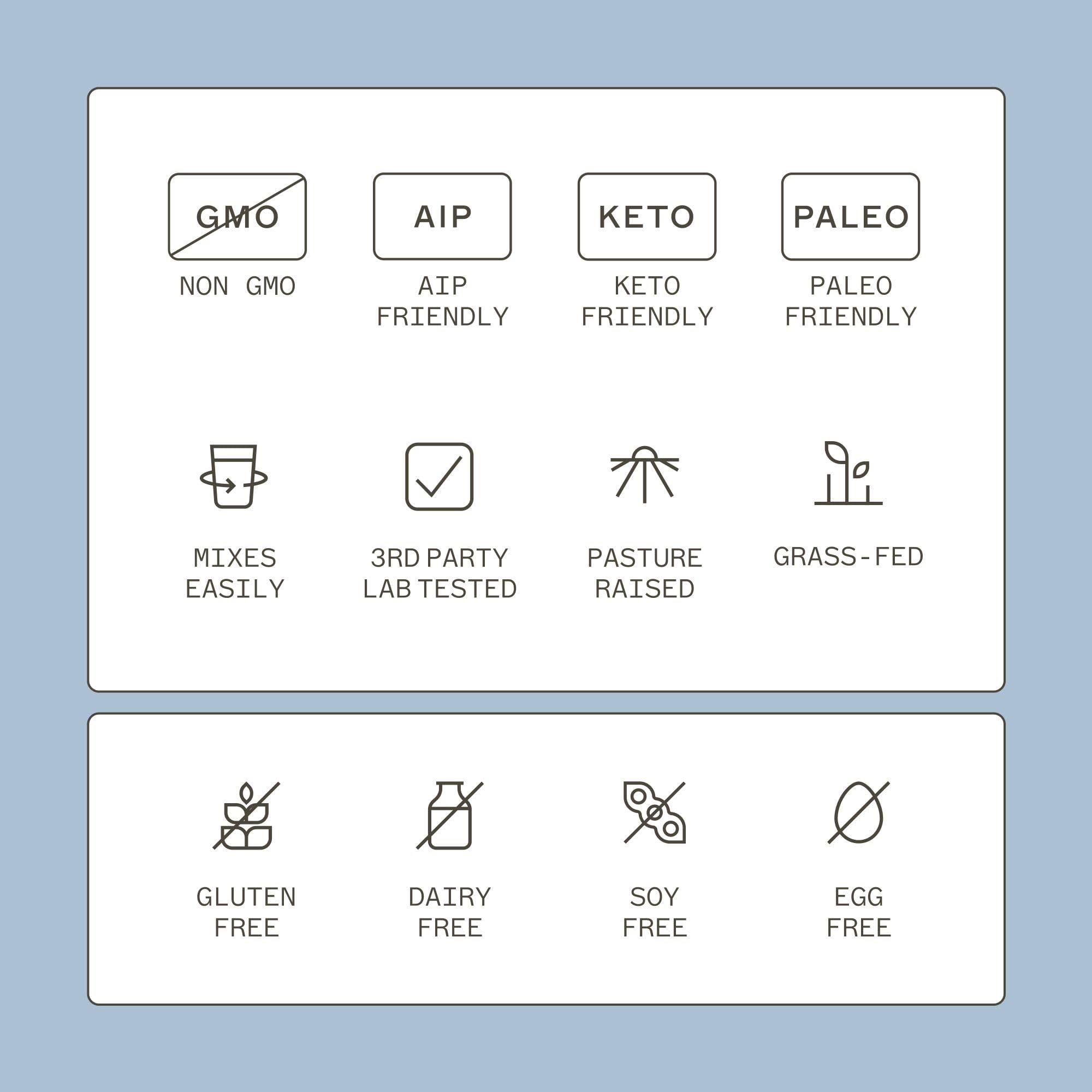Serving scoop of collagen powder beside glass of water