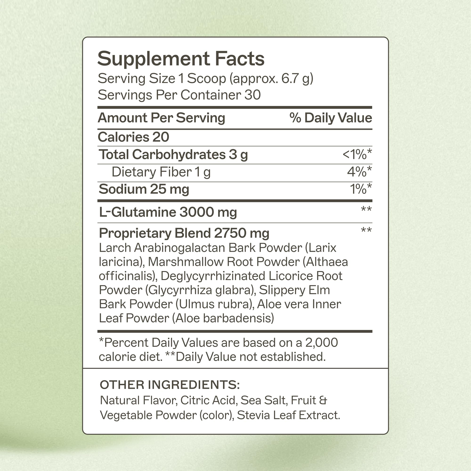 Leaky Gut Revive supplement facts panel