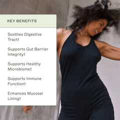 Pouring Leaky Gut Revive powder into water for mixing