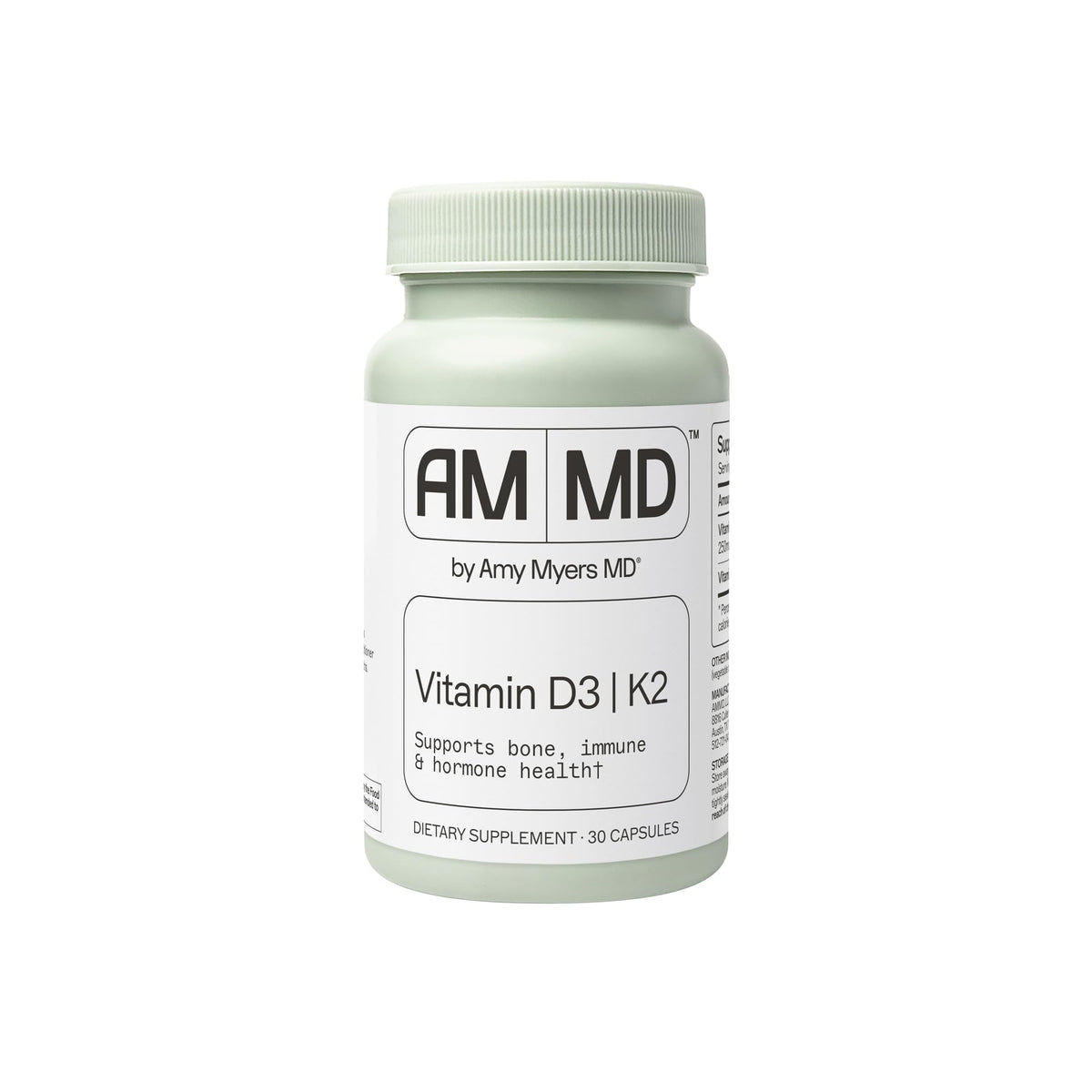 Bottle of Amy Myers MD Vitamin D3/K2 10000 IU capsules – hero image