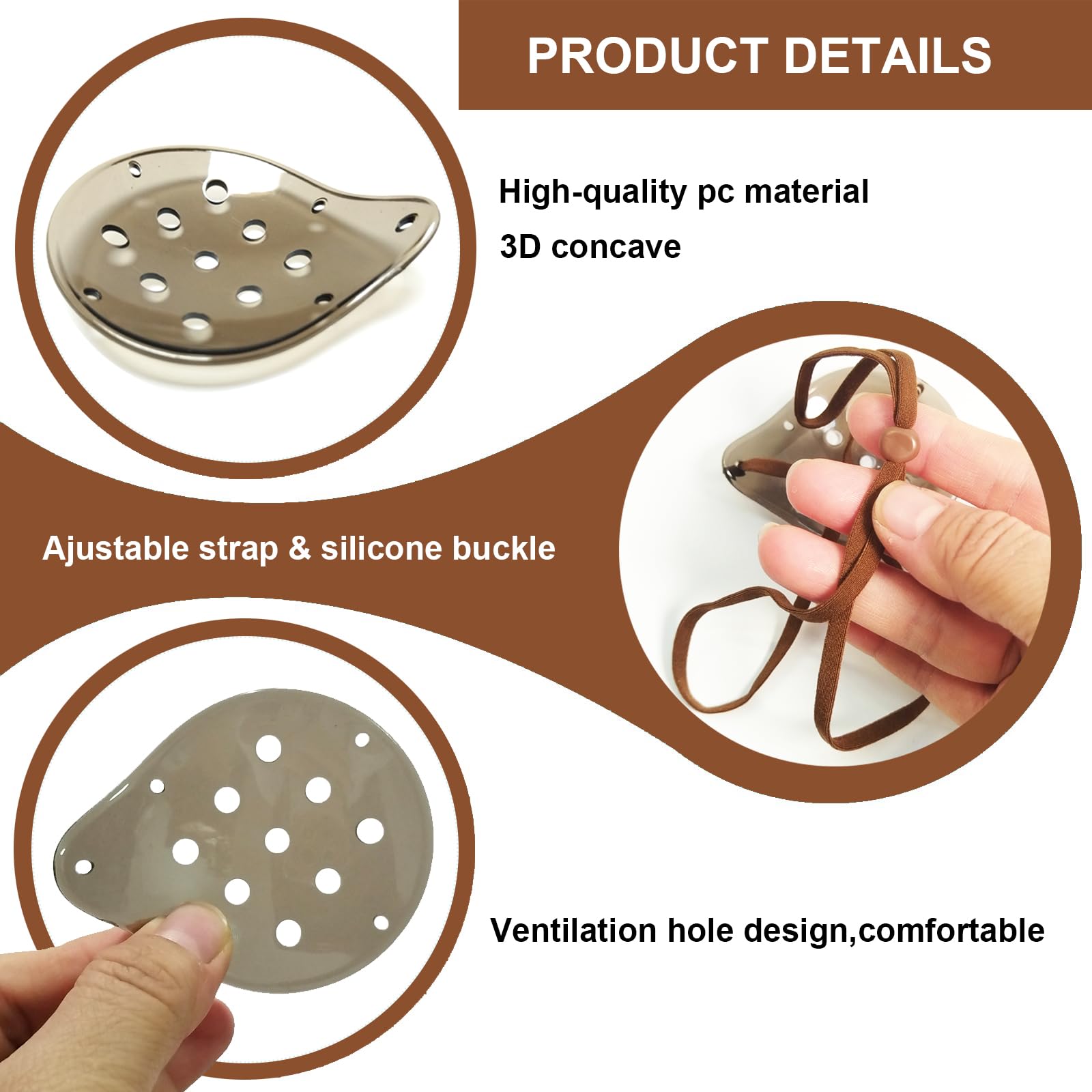 Close-up of durable clear plastic eye shield
