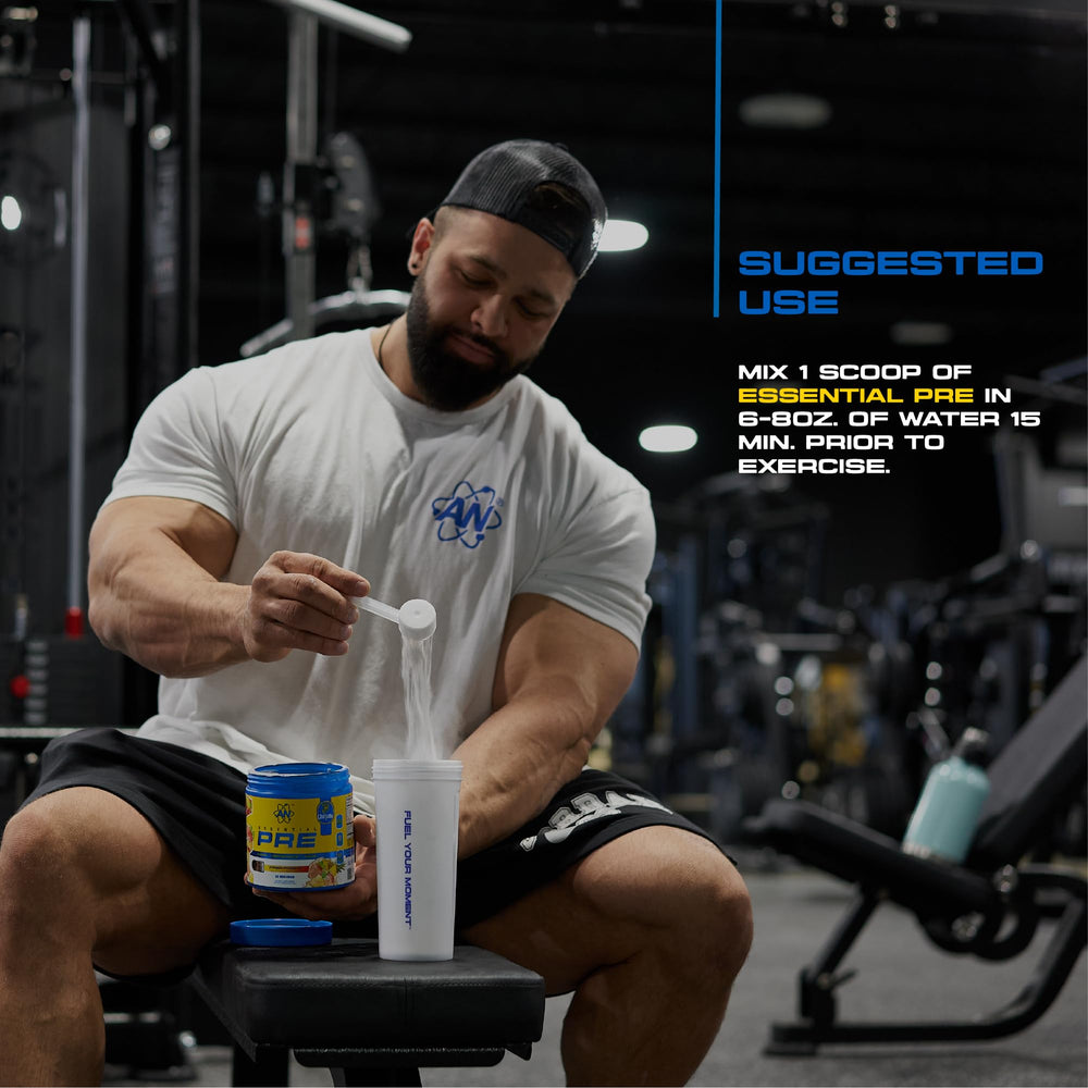 Usage guide showing recommended 15 minutes before workout