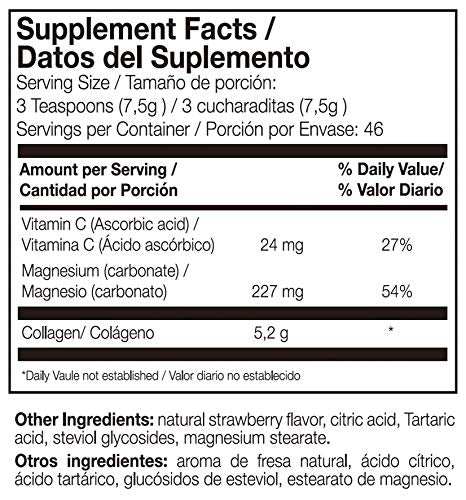 Ana Maria Lajusticia Collagen Powder Strawberry 350g – nutrition facts panel