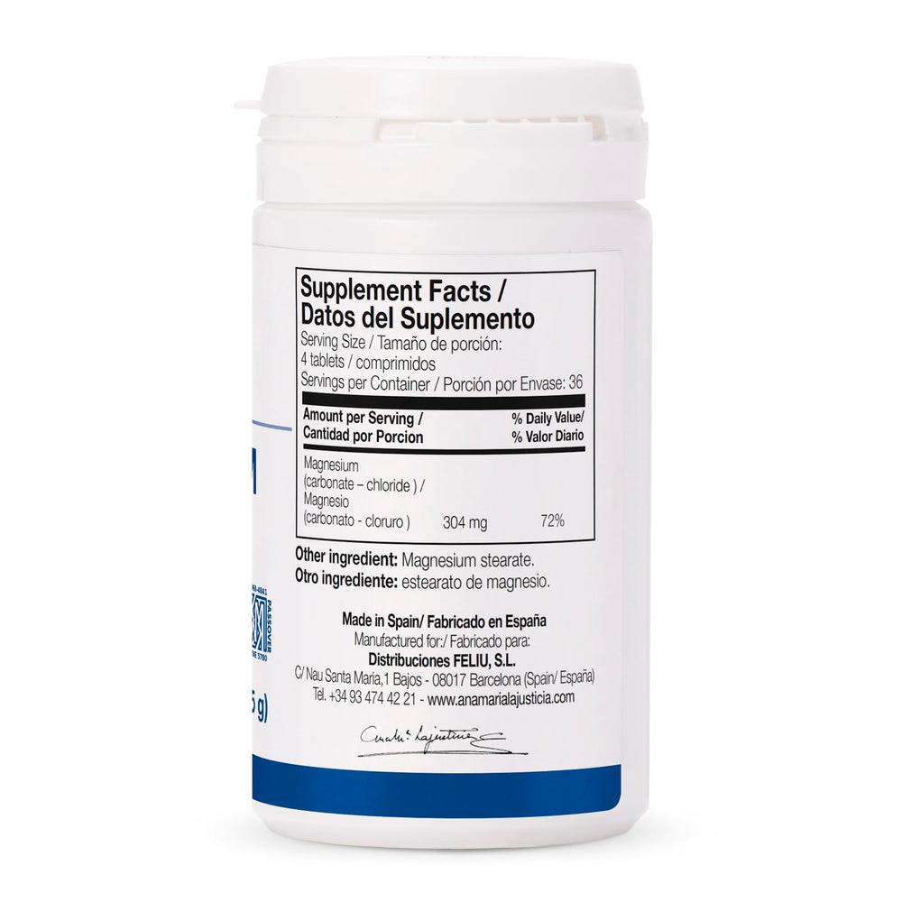 Close-up of bottle label showing Magnesium Chloride details