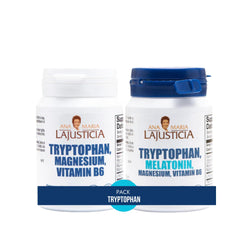 Bottle of Ana María Lajusticia Tryptophan Pack daytime formula (Tryptophan with Magnesium and Vitamin B6) packaging
