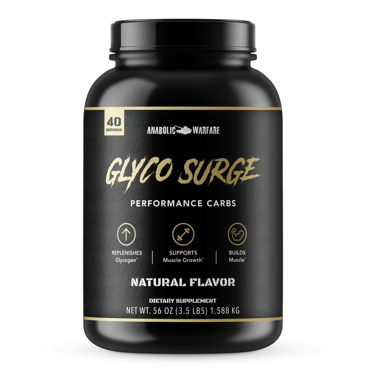 Anabolic Warfare Glyco Surge bottle front for post-workout fueling and lean muscle support.
