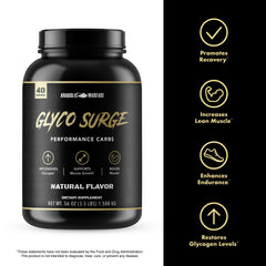 Anabolic Warfare Glyco Surge scoop dispensing shows convenient serving for faster energy.