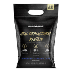Front view of the Anabolic Warfare Meal Replacement Protein tub Blueberry Crumb Cake flavor
