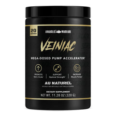 Anabolic Warfare Veiniac bottle pours powder for nitric oxide support during workouts.