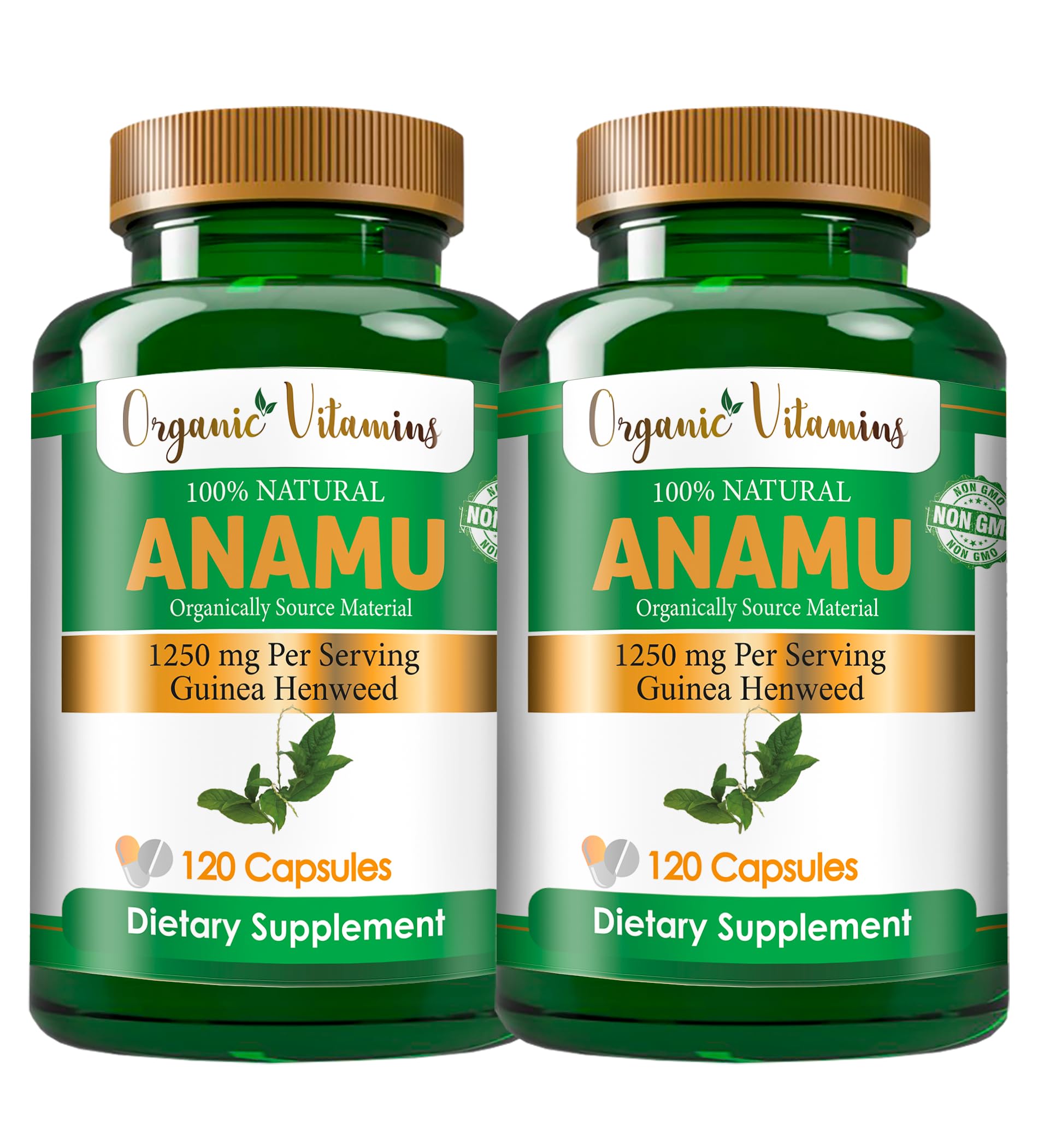 Organic Anamu 1250mg bottle – two-pack