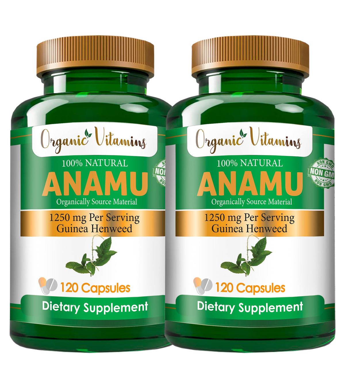 Organic Anamu 1250mg bottle – two-pack