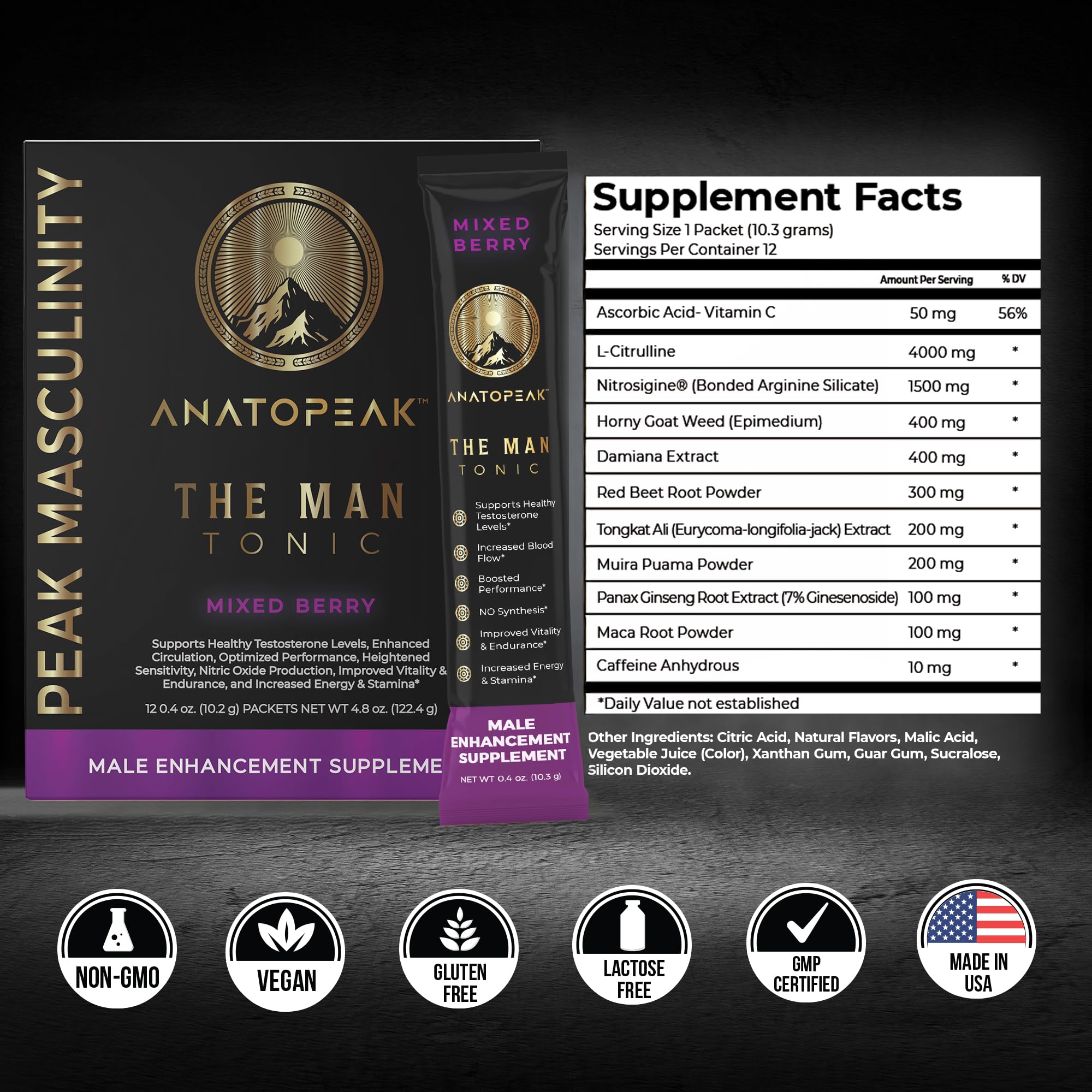One stick pack of ANATOPEAK Mixed Berry flavor