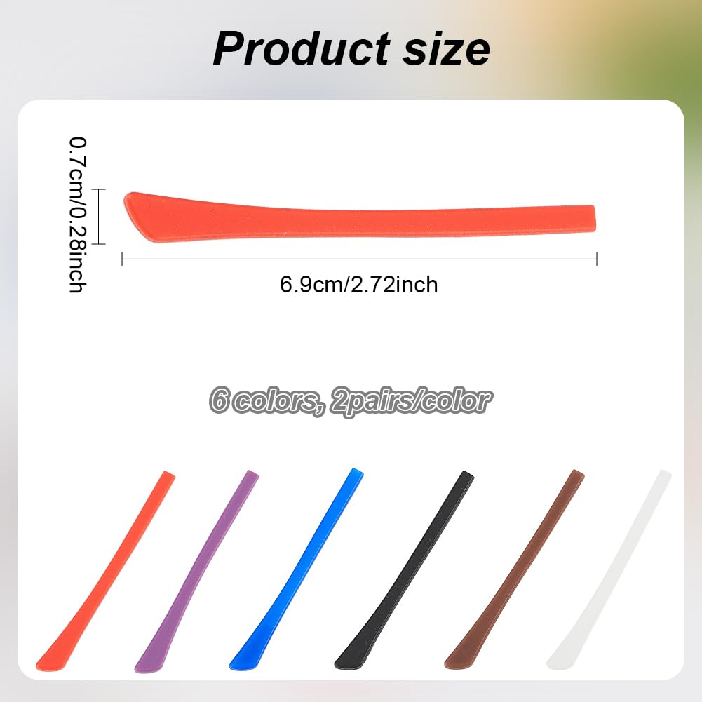 Six color options of eyeglass end tips