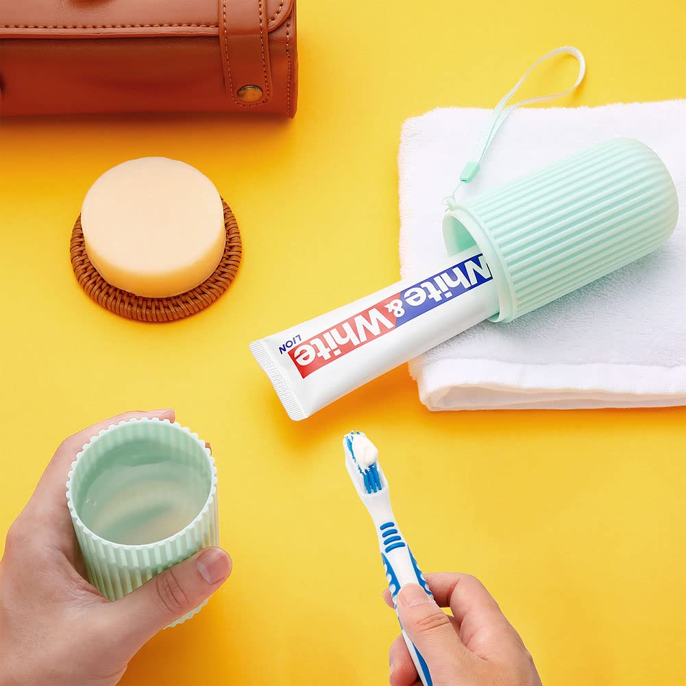 Travel-friendly denture cleaning kit with covers and cup holder